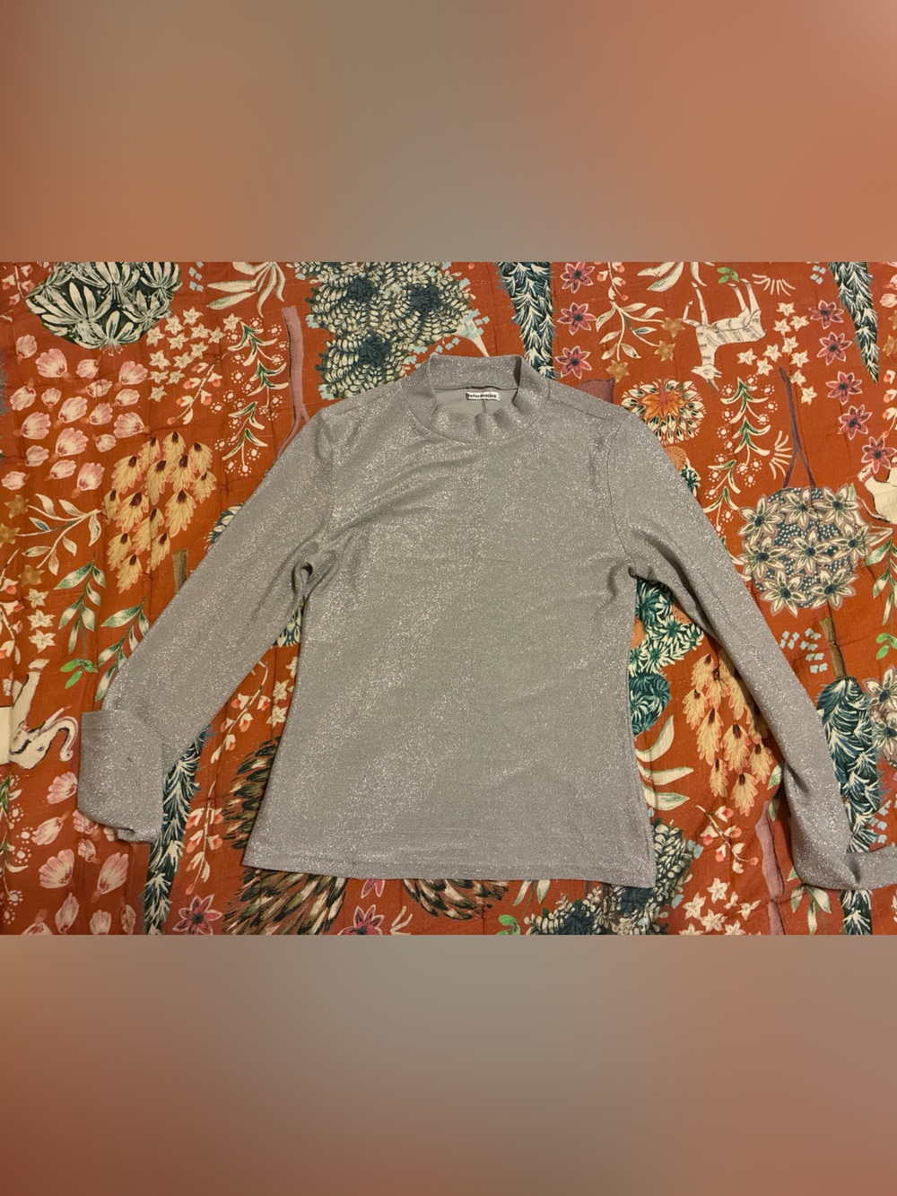 Reformation Metallic Silver Crewneck Top